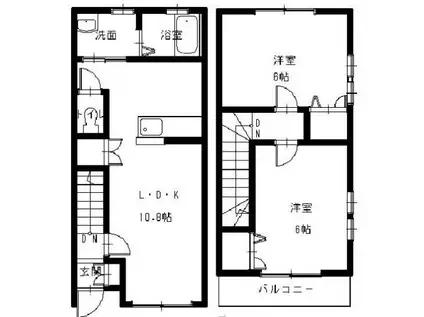 シャレー輝き弐番館(2LDK/1階)の間取り写真