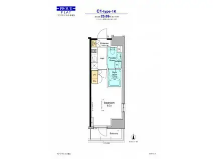 プラウドフラット木場II(1K/6階)の間取り写真
