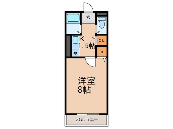 パインリッチⅠ(1K/1階)の間取り写真
