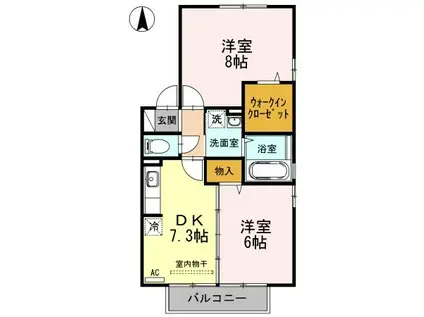 ドライ・ベーレン Y棟(2DK/2階)の間取り写真