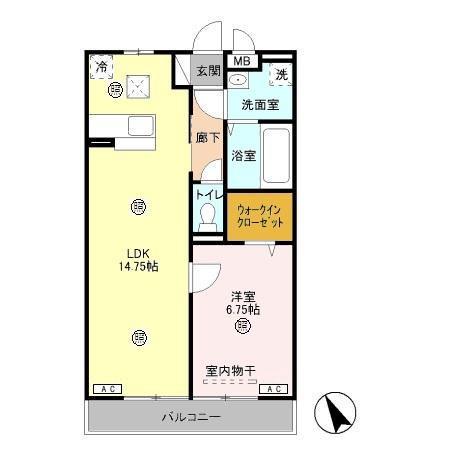メゾンベール(1LDK/1階)の間取り写真