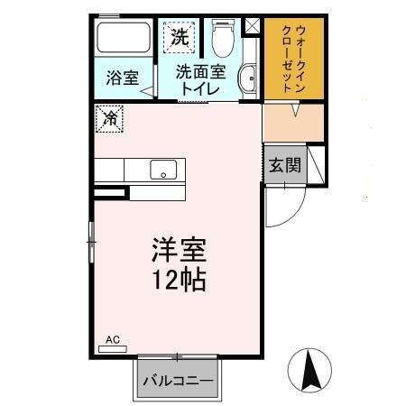 アムール(ワンルーム/2階)の間取り写真
