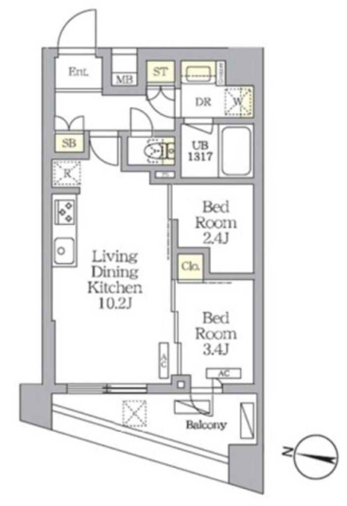 NOGATA RESIDENCE(2LDK/5階)の間取り写真