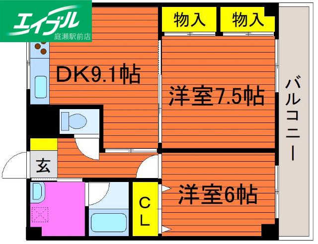 パレスマリソル(2DK/4階)の間取り写真