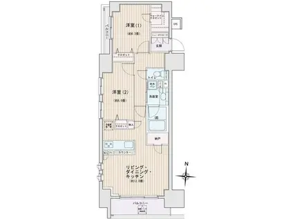 エスティメゾン錦糸町II(2LDK/13階)の間取り写真