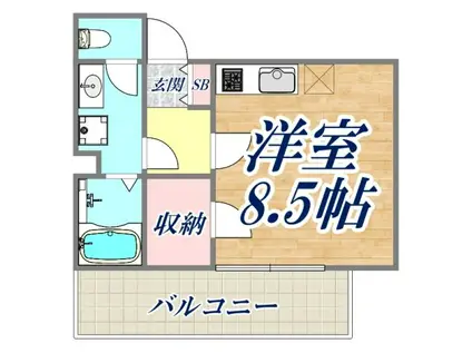 ノイヴェル道意町(ワンルーム/2階)の間取り写真