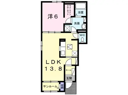 プロムナード I(1LDK/1階)の間取り写真