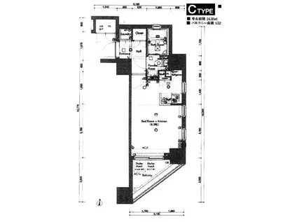 グランフォース綾瀬(1K/3階)の間取り写真