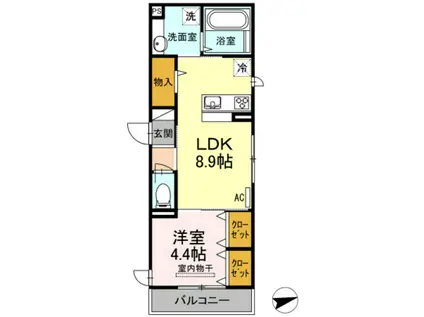 フェアリー五日市中央(1LDK/2階)の間取り写真