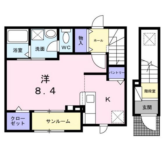 フェア レジデンス(ワンルーム/2階)の間取り写真