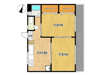 橋本ビル(2DK/2階)の間取り写真