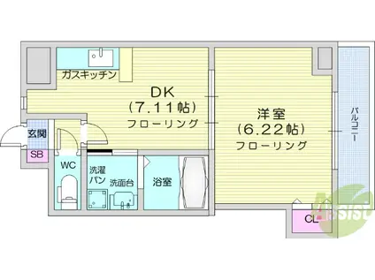 MSKコート(1DK/3階)の間取り写真