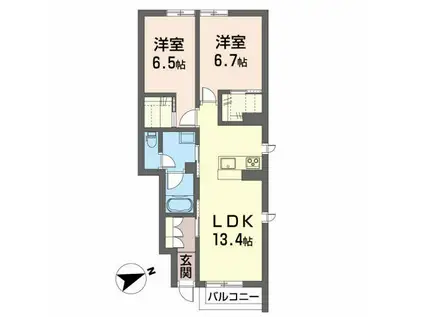 グランドステージ(2LDK/1階)の間取り写真