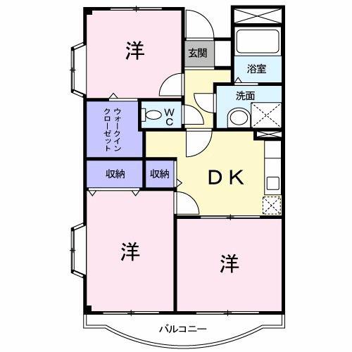 ジュネス香久山(3DK/3階)の間取り写真