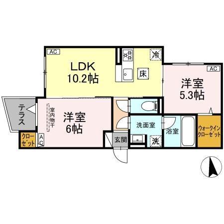 セレスティア谷中(2LDK/1階)の間取り写真