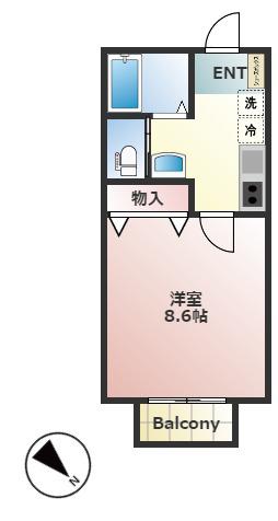 朋久レジデンス上福岡(1K/1階)の間取り写真