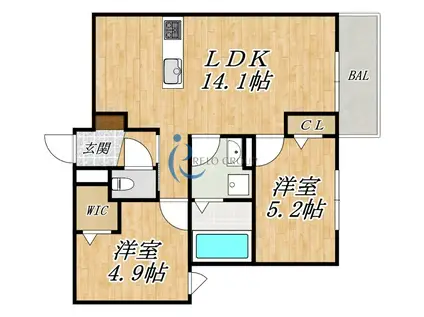 キルシュ元町(2LDK/3階)の間取り写真