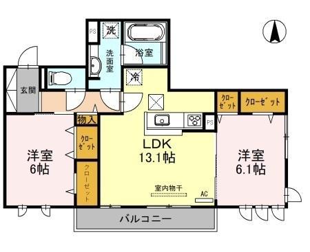 シェモワ A棟(2LDK/2階)の間取り写真