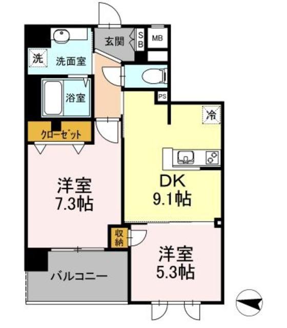 SUAVES(2DK/2階)の間取り写真
