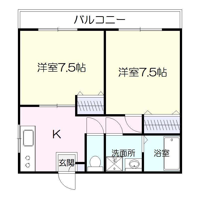 騎射場パークマンションM(2K/3階)の間取り写真