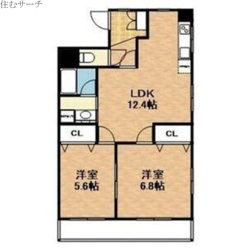 プロムナードK(2LDK/2階)の間取り写真