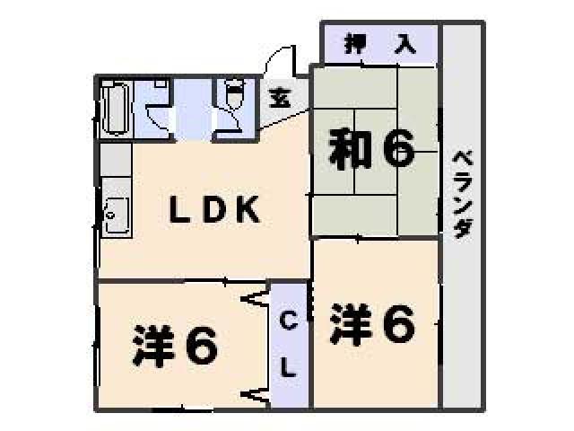 浜野マンション(3DK/2階)の間取り写真