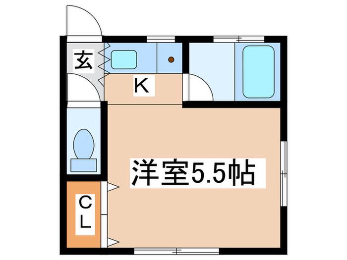 グリーンハイツ多摩(1K/2階)の間取り写真
