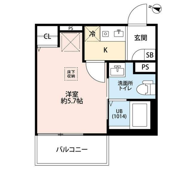 サビオ海老名(1K/2階)の間取り写真