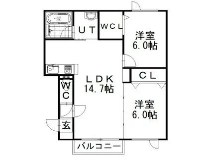シェーン(2LDK/2階)の間取り写真