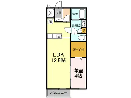 ヴェルドミールー西つつじヶ丘3丁目-(1LDK/1階)の間取り写真