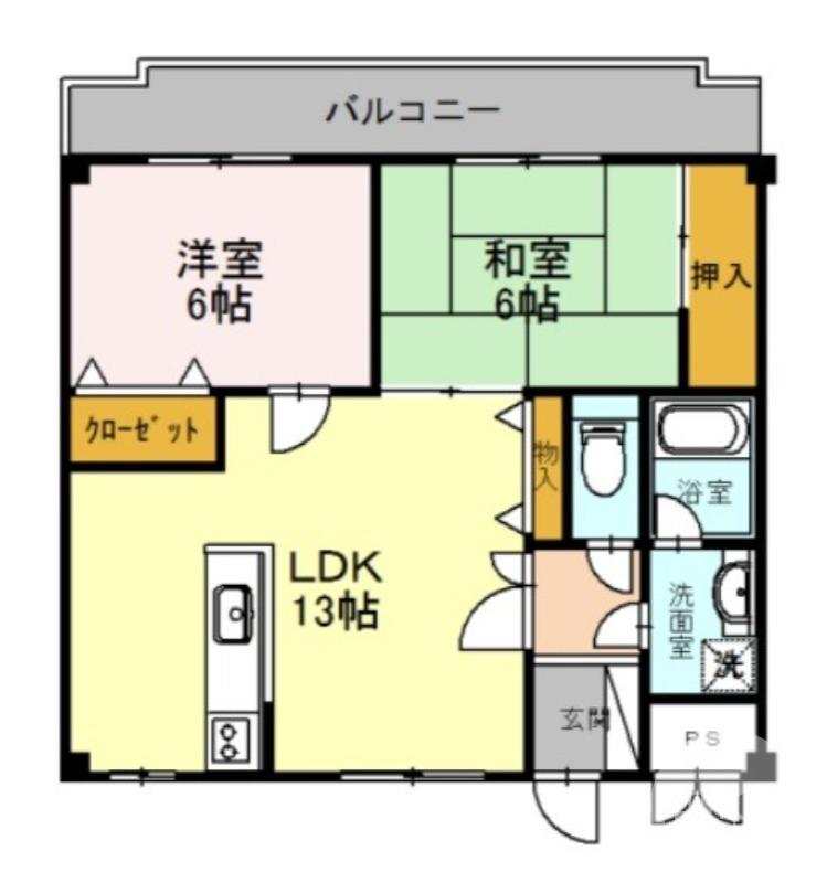 稲善マンション(2LDK/2階)の間取り写真
