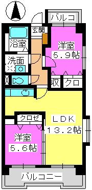 TAKA SUNRISE(2LDK/6階)の間取り写真