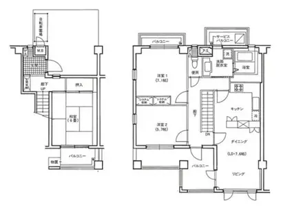 あさかヴィレッジ スクエア棟(3LDK/1階)の間取り写真