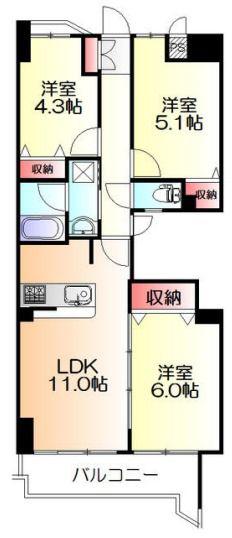 ライオンズマンション町田駅前(3LDK/6階)の間取り写真