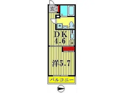 クレア錦糸町(1DK/3階)の間取り写真