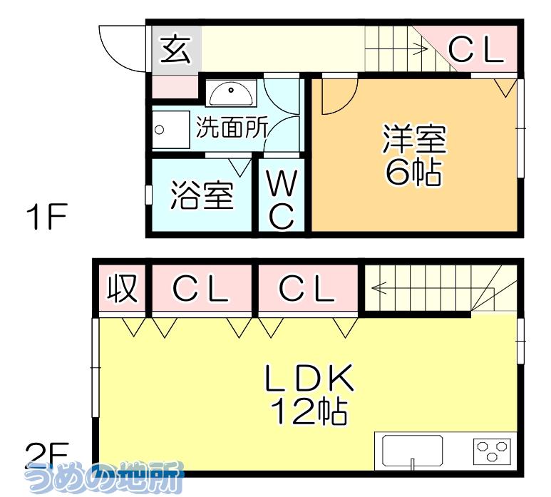 ヴェルジュ荒木A棟(1LDK/1階)の間取り写真