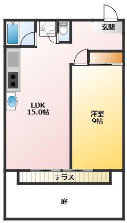 ウインズ庄内(1LDK/1階)の間取り写真