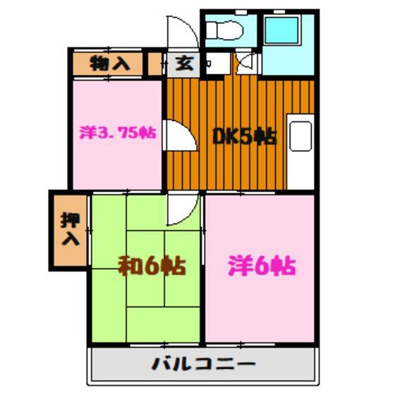 第五田代コーポ(3DK/1階)の間取り写真