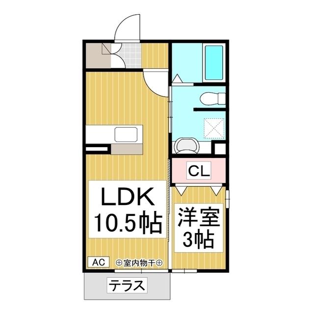 ルーエ三本柳B棟(1LDK/1階)の間取り写真