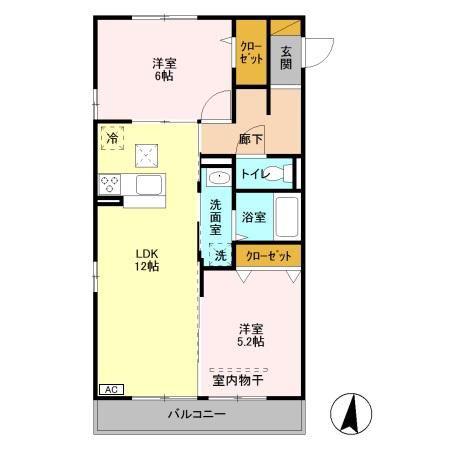 アンリシール・レイク(2LDK/1階)の間取り写真