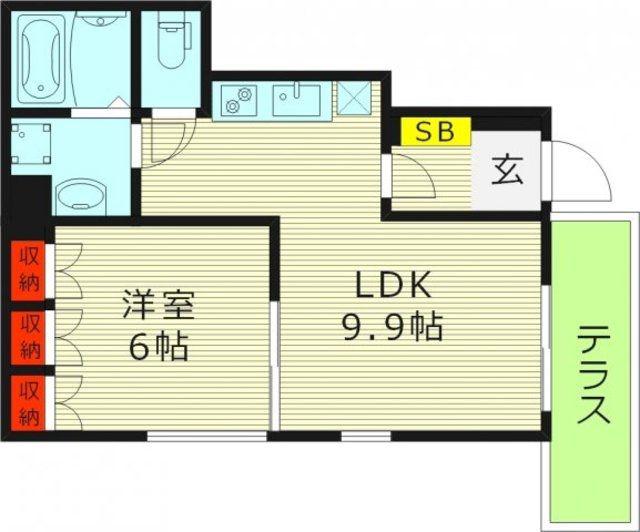 ボヌール都島(1LDK/1階)の間取り写真