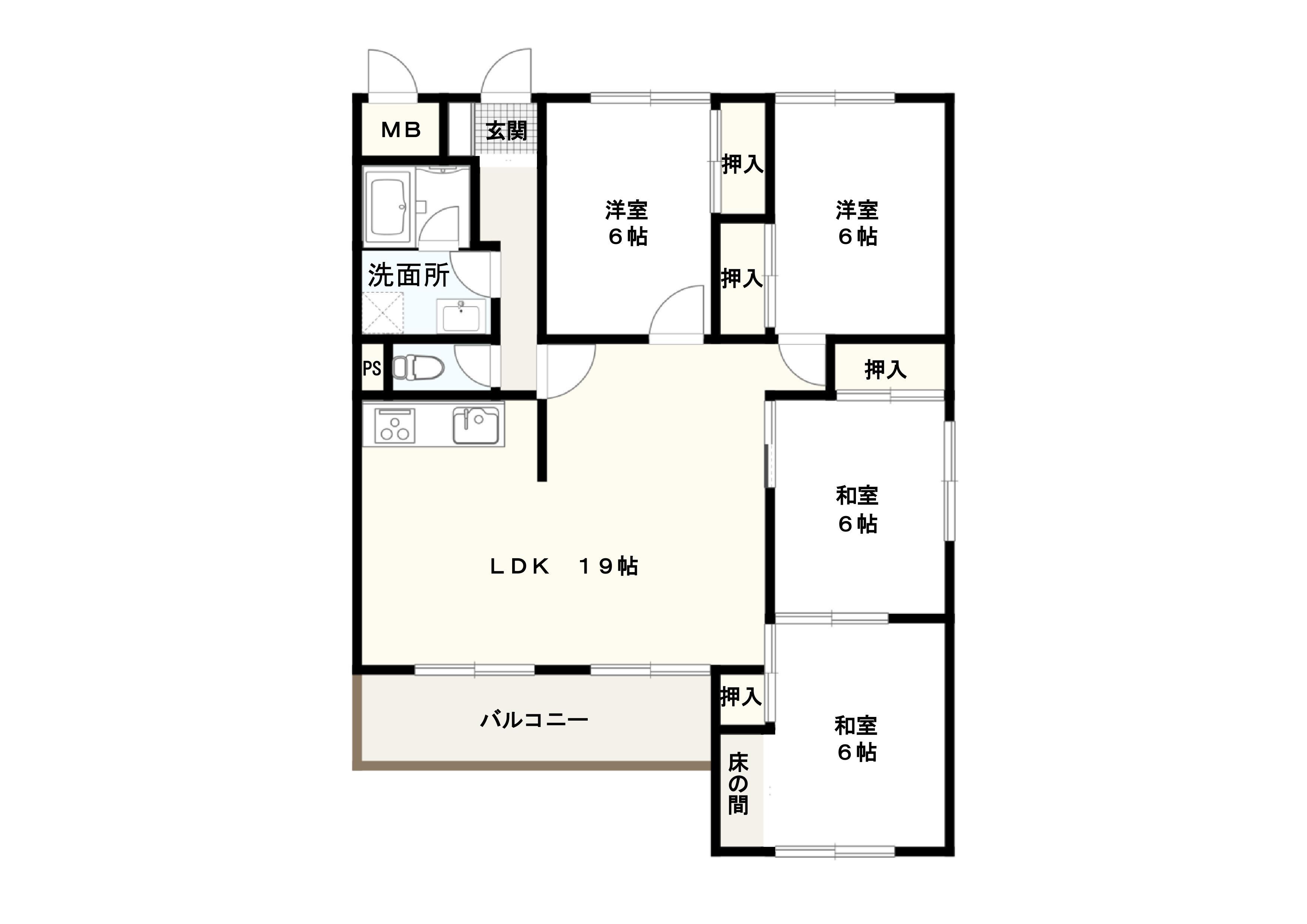 パークハイム霞(4LDK/3階)の間取り写真