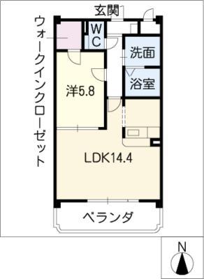 サプリーム苧ヶ瀬(1LDK/2階)の間取り写真