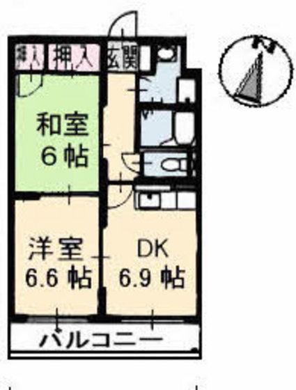 光町イースト(2DK/2階)の間取り写真