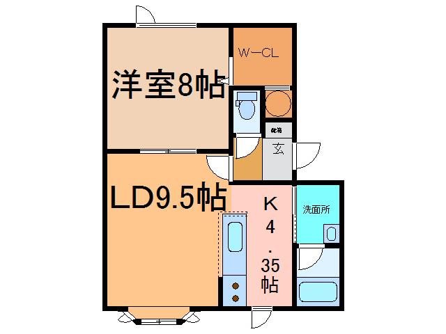 ユトリロ1(1LDK/1階)の間取り写真