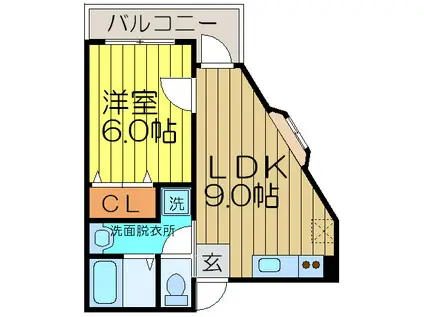 リバーシャイン(1LDK/2階)の間取り写真