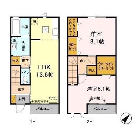 メゾンクレールB(2LDK/1階)の間取り写真