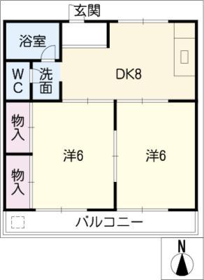 コーポシンワ(2DK/1階)の間取り写真