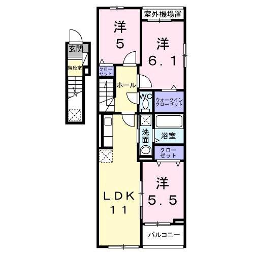 西原1丁目アパート(3LDK/2階)の間取り写真