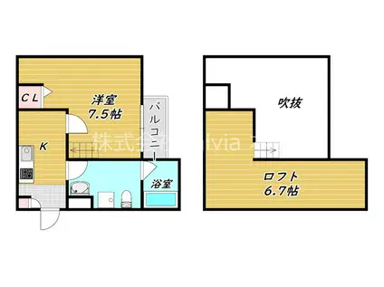 レイニアス(1K/1階)の間取り写真
